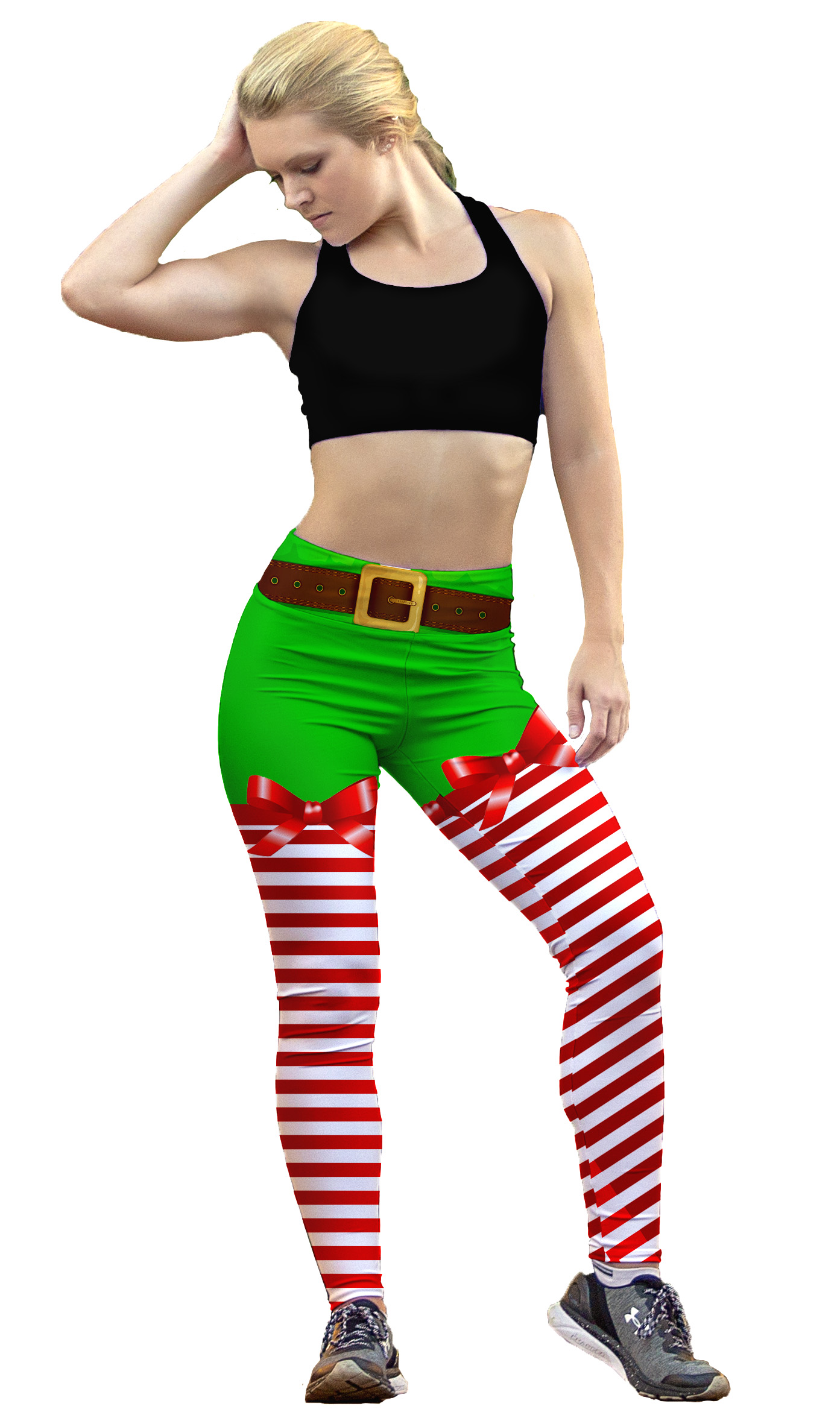 Leggings navideños de elfo para mujer, leggings navideños de elfo