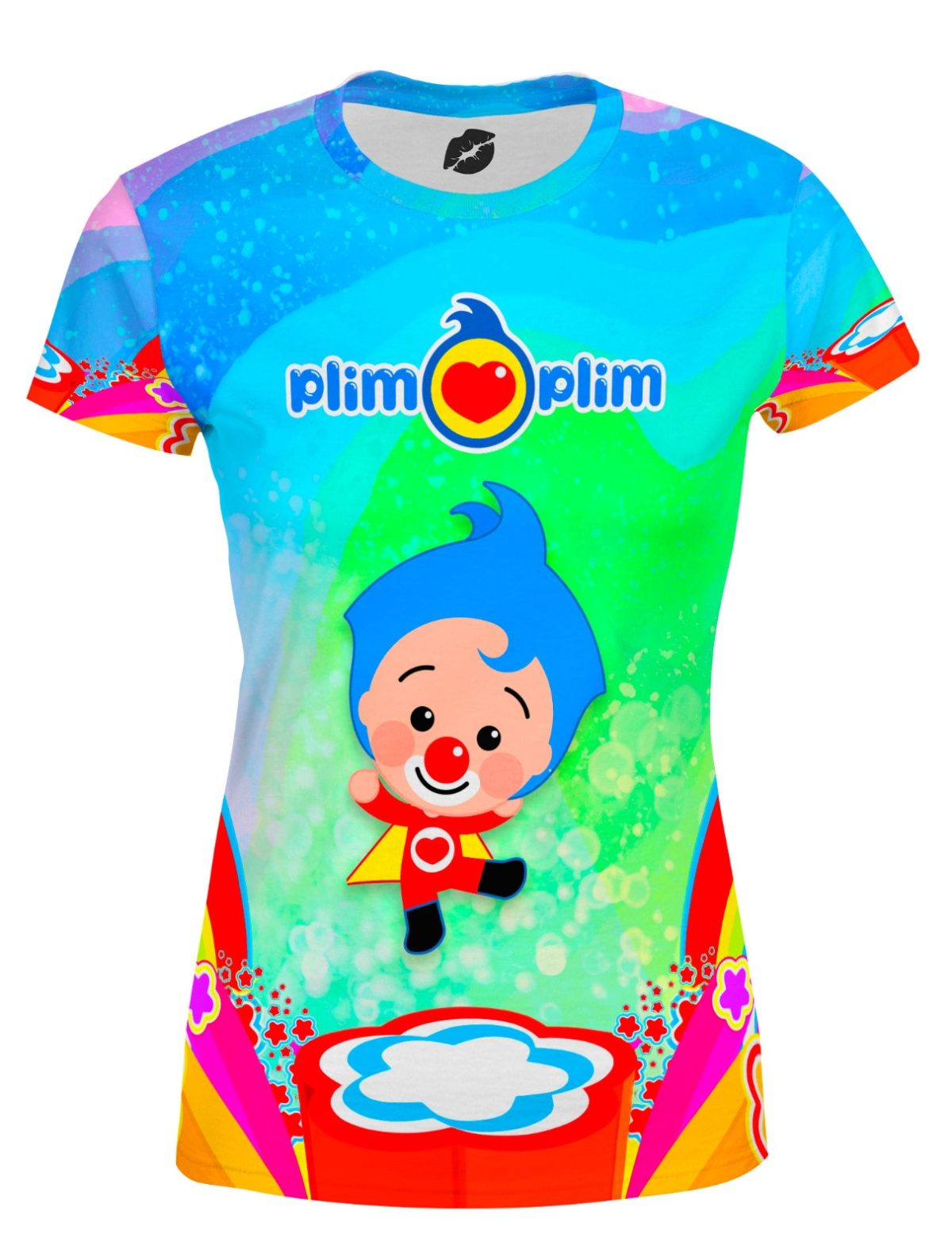 Playera Full Print Dama Payasito Plim Arcoiris Colores